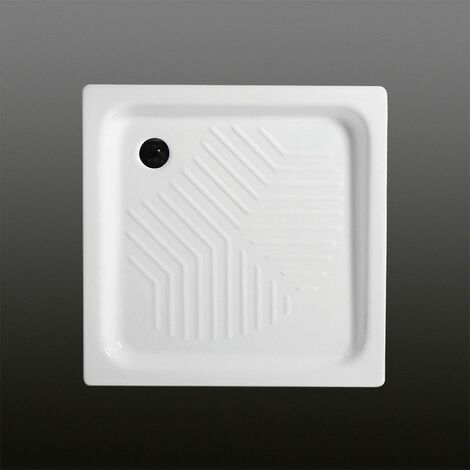 Kiamami Valentina – Receveur de douche carré en céramique 70x70 cm – Épaisseur 10 cm – Surface anti-dérapante – Émaillé sur 3 côtés
