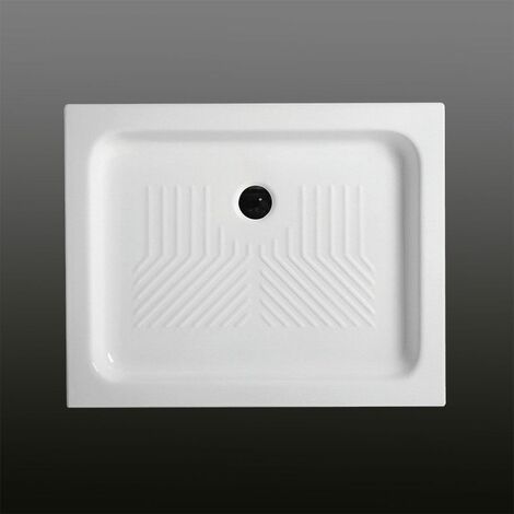 Kiamami Valentina – Receveur de douche en céramique rectangulaire 70x90 cm – Anti-dérapant – Émaillé sur trois côtés – Hauteur 11 cm pour sécurité et confort