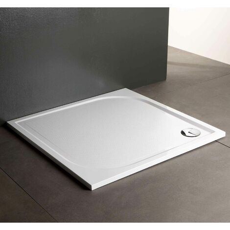 Kiamami Valentina – Receveur de douche en résine 80x80 cm extra plat – Épaisseur 3 cm – Surface antidérapante – Marbre reconstitué avec revêtement gel coat