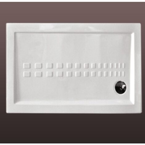 Kiamami Valentina – Receveur de douche traditionnel 120x80 cm – Extra plat 5,5 cm – Céramique émaillée – Antidérapant géométrique – Installation au ras du sol