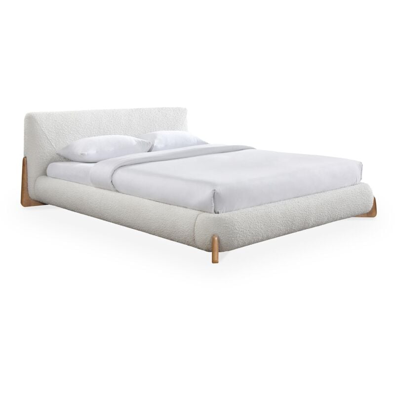 Mobilier Deco - kiana - Lit double effet peau de mouton écru 140x190 cm