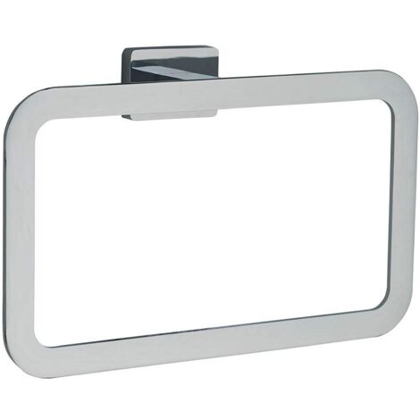Kibath 407423 Porta asciugamani ad anello dal design elegante rettangolare e piatto con forma arrotondata modello SER. Realizzato in acciaio inox con finiture cromate lucide