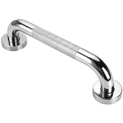 BIGBUY Kibath Asa Seguridad ANTIDESLIZANTE de 30 cm acabado CROMO brillo fabricado en acero inoxidable