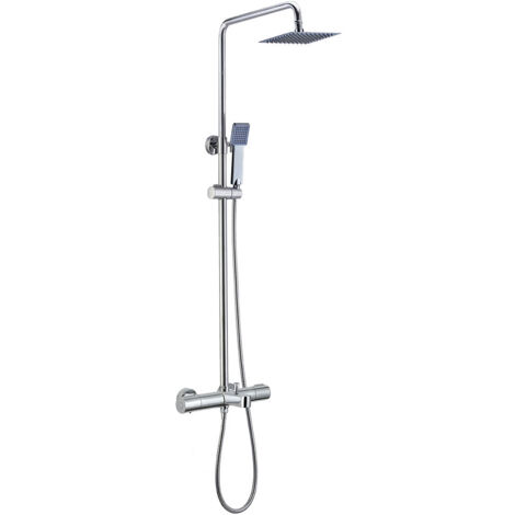 Kibath Columna Ducha extralarga termostática GAS cuadrada de 100-150 cm acabado CROMO brillo fabricado en latón