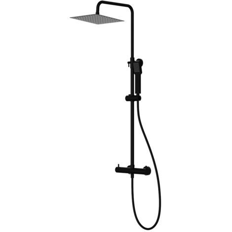 Kibath Columna Ducha monomando TOR cuadrada acabado NEGRO mate fabricado en latón