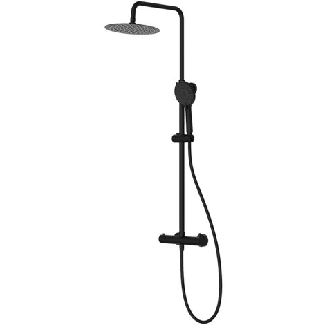 Kibath Columna Ducha monomando TOR redonda acabado NEGRO mate fabricado en latón