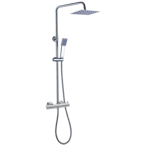 Kibath Columna Ducha monomando VERARA cuadrada de 83-126 cm acabado CROMO brillo fabricado en latón
