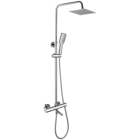 Kibath Columna Ducha termostática CON CAÑO cuadrada de 85-115 cm acabado CROMO brillo fabricado en latón