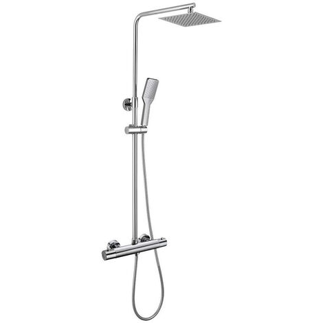 Kibath Columna Ducha termostática cuadrada de 75-125 cm acabado CROMO brillo fabricado en latón
