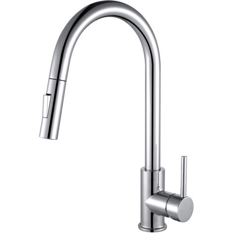 Kibath Grifo Cocina extraible monomando BRO acabado CROMO brillo fabricado en latón