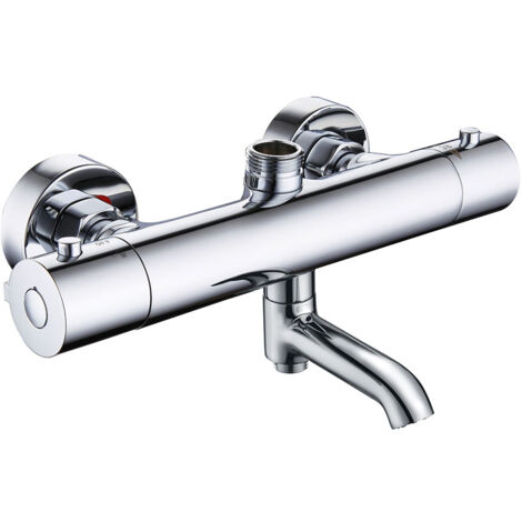 Kibath Grifo Columna Ducha termostático CON CAÑO acabado CROMO brillo fabricado en latón