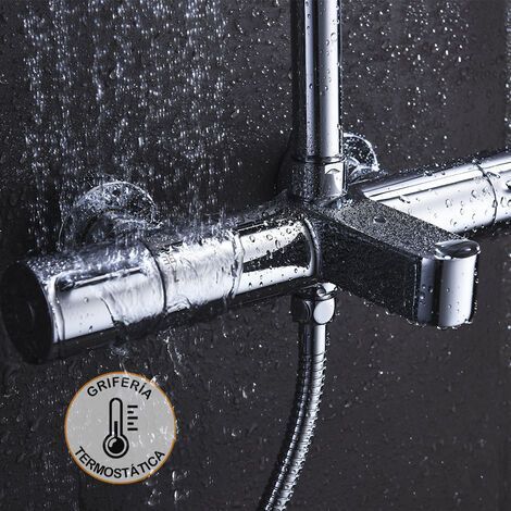 Kibath Grifo Columna Salida Bañera (solo grifo) termostático BUS acabado CROMO brillo fabricado en latón