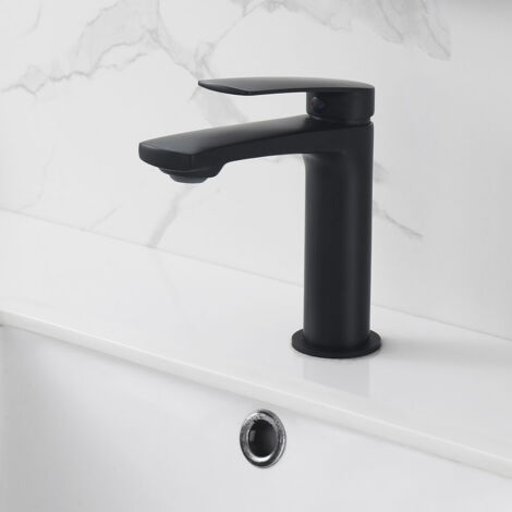 Kibath Grifo de Lavabo monomando UGO acabado NEGRO mate fabricado en latón