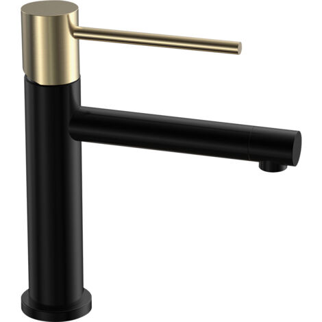 Kibath Grifo de Lavabo monomando ZUÑI acabado NEGRO ORO mate fabricado en latón