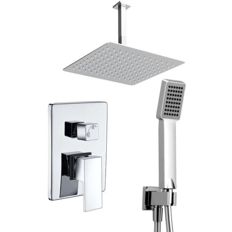 Kibath Grifo Empotrado de Ducha equiipo de techo monomando CASI cuadrado acabado CROMO brillo fabricado en latón