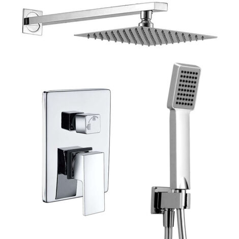 Kibath Grifo Empotrado de Ducha equipo de pared monomando CASI cuadrado acabado CROMO brillo fabricado en latón