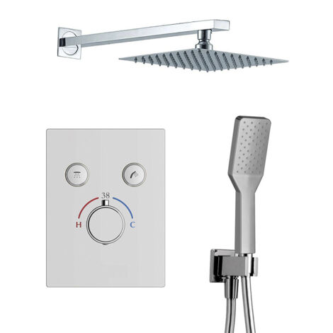 Kibath Grifo Empotrado de Ducha equipo de pared termostático PUL acabado CROMO brillo fabricado en latón