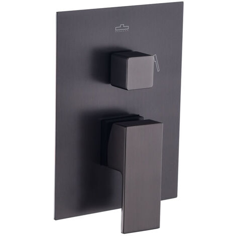 Kibath Grifo Empotrado de Ducha solo grifo monomando CASI cuadrado acabado NEGRO mate fabricado en latón