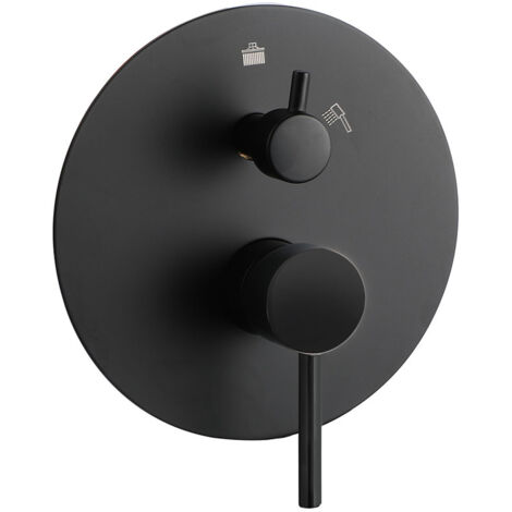 Kibath Grifo Empotrado de Ducha (solo grifo) monomando VAL redondo acabado NEGRO mate fabricado en latón