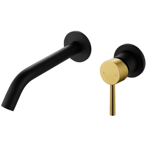 Kibath Grifo Empotrado de Lavabo monomando acabado NEGRO ORO fabricado en latón