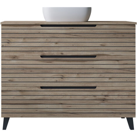 Kibath Mueble de baño con Lavabo KEN 80x45 cm acabado DESIERTO mate 3 cajones con patas