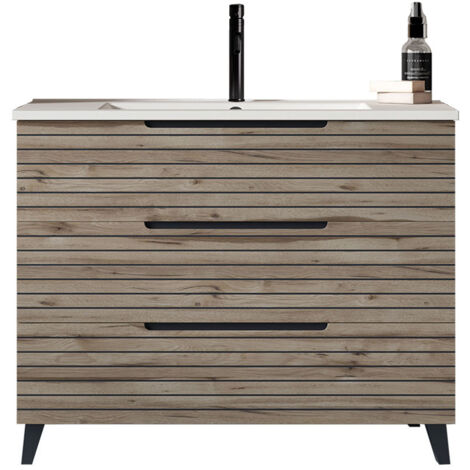Kibath Mueble de baño con Lavabo KEN 80x45 cm acabado DESIERTO mate 3 cajones con patas