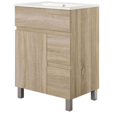 Kibath Mueble de baño con Lavabo URBAN 70x45 cm acabado ROBLE NATURAL mate 2 cajones y 2 puertas