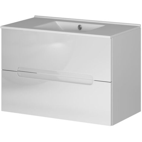 Kibath Mueble de baño con Lavabo VICTORIA 100x45 cm acabado BLANCO mate 2 cajones suspendido