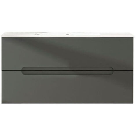 Kibath Mueble de baño con Lavabo VICTORIA 100x45 cm acabado GRAFITO mate 2 cajones suspendido