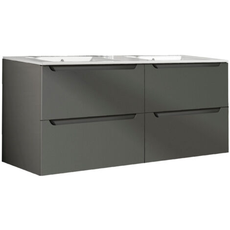 Kibath Mueble de baño con Lavabo VICTORIA 120x45 cm acabado GRAFITO mate 2 cajones suspendido