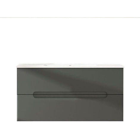Kibath Mueble de baño con Lavabo VICTORIA 80x45 cm acabado GRAFITO mate 2 cajones suspendido