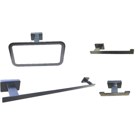 Kibath Pack 4 accesorios de baño acabado antracita mate fabricado en acero inoxidable