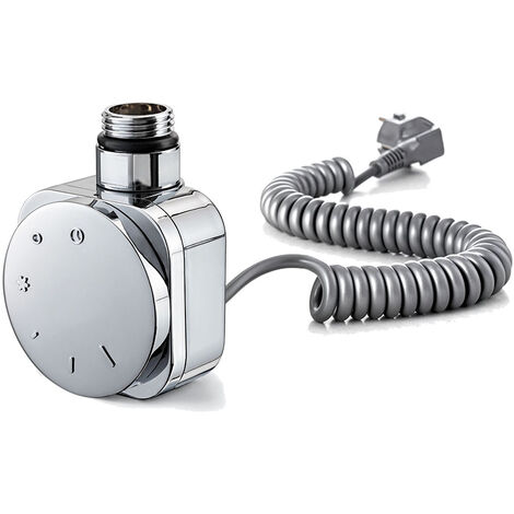 Kibath Temostato con resistencia SECATOALLAS redondo de 600W acabado CROMO brillo fabricado en ABS