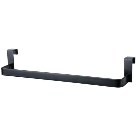 Kibath Toallero sin taladros de 29 cm acabado NEGRO mate fabricado en acero inoxidable