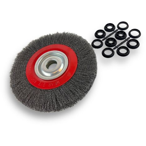 Kibros – Brosse pour meuleuse circulaire 250 mm – Acier dur ondulé Ø 0,30 mm – Alésage 32 mm avec réducteurs – Décapage et nettoyage précis