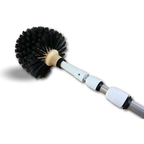 Kibros – Tête de loup balai brosse boule télescopique aluminium 3,80 m – Tête Ø 180 mm – Poils vinyl fleuré – 101648KIT