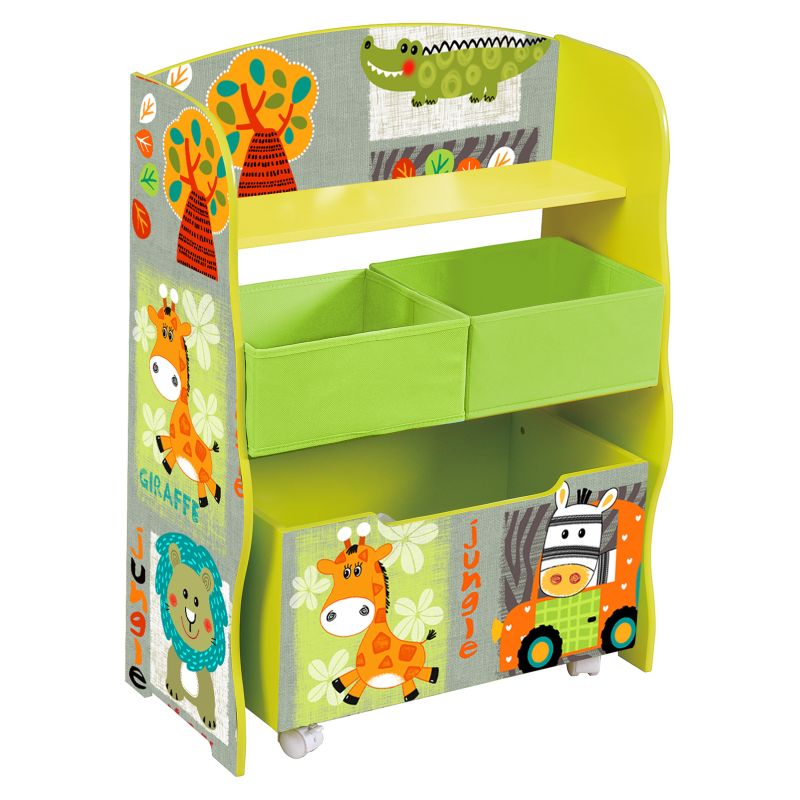 Kid Safari Storage Shelf With Toybox - Green Bins