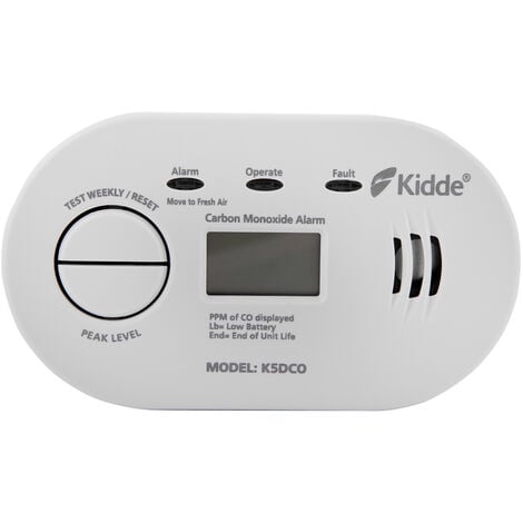 Kidde K5DCO -Kitemarked 10 Year Life Carbon Monoxide Alarm with Digital Display and 7 Year Warranty