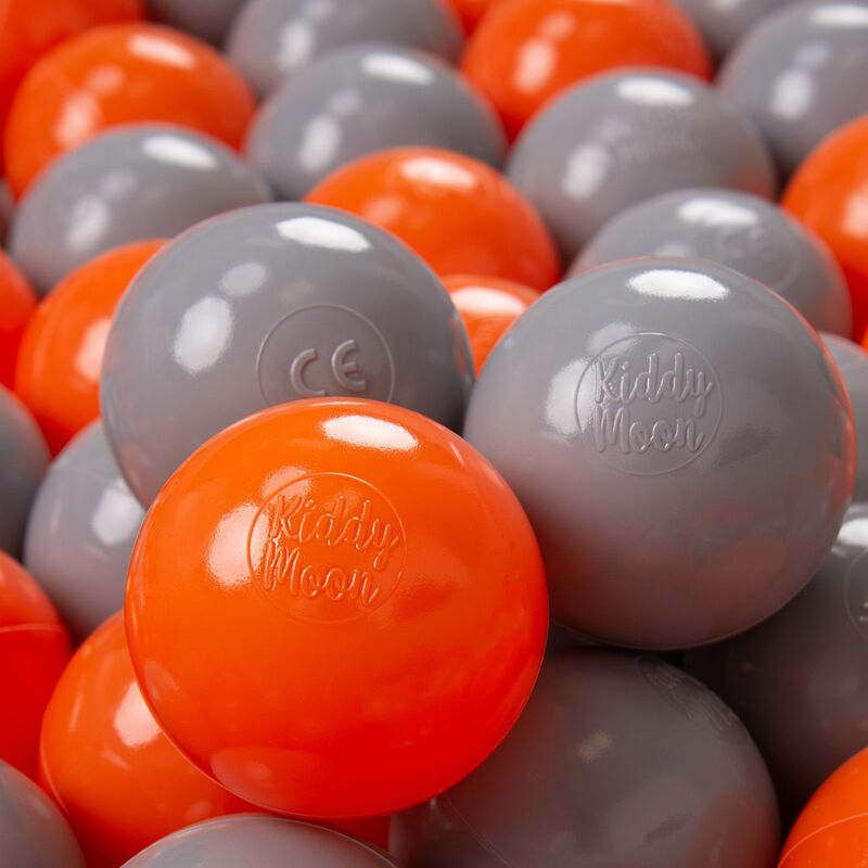 

KiddyMoon 300 ∅ 7Cm Bolas Colores De Plástico Para Piscina Certificadas Para Niños, Naranja/Gris - naranja/gris