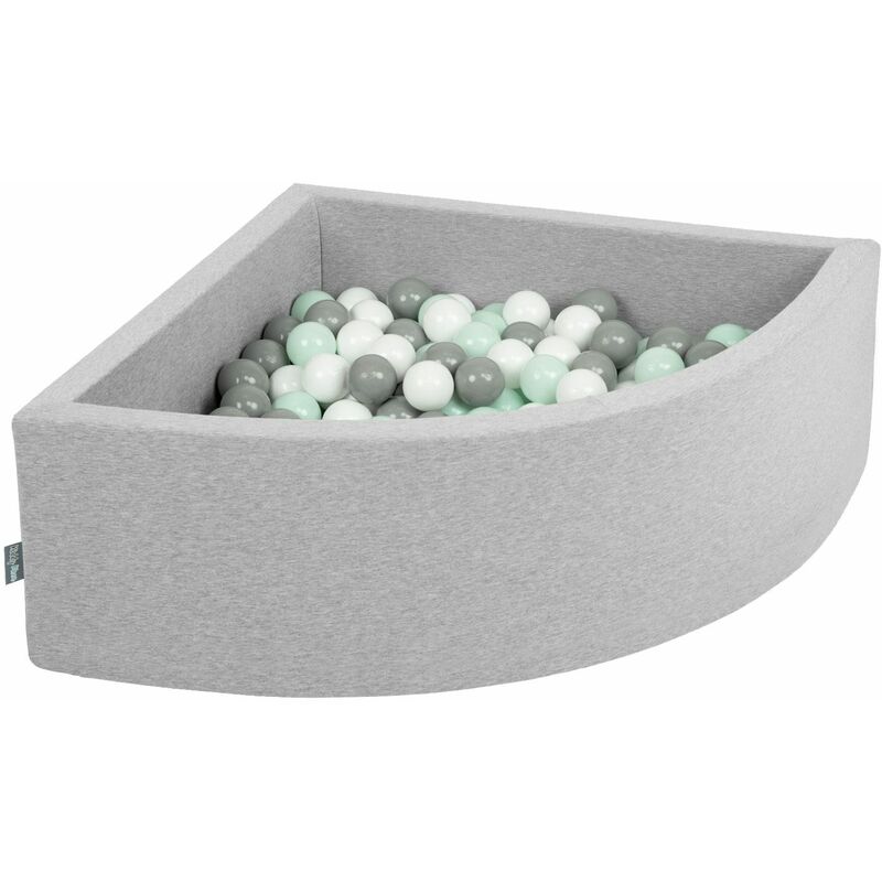 

90X30cm/200 Bolas Piscina De Bolas ∅ 7Cm Para Ninos Cuarto Angular Hecha En La UE, Grisclr:Blanco/Gris/Menta - grisClr:blanco/gris/menta - Kiddymoon