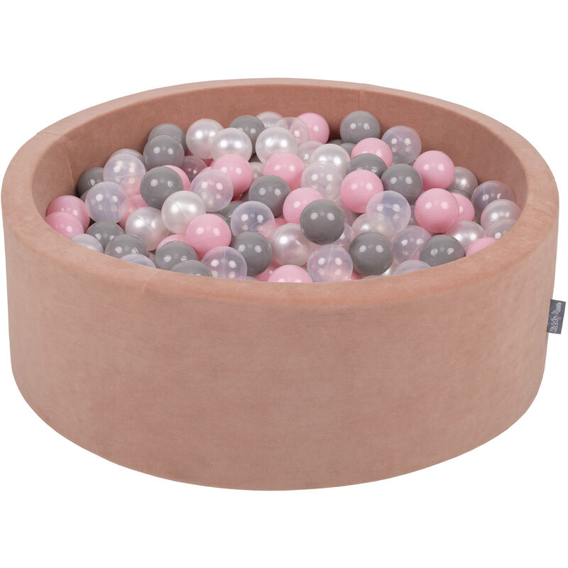 Kiddymoon - 90X30cm/300 Balles ∅ 7Cm Piscine à Balles Pour Bébé Rond Fabriqué En ue, Rose Des Sables: Perle/Gris/Transparent/Rose Poudré - rose des