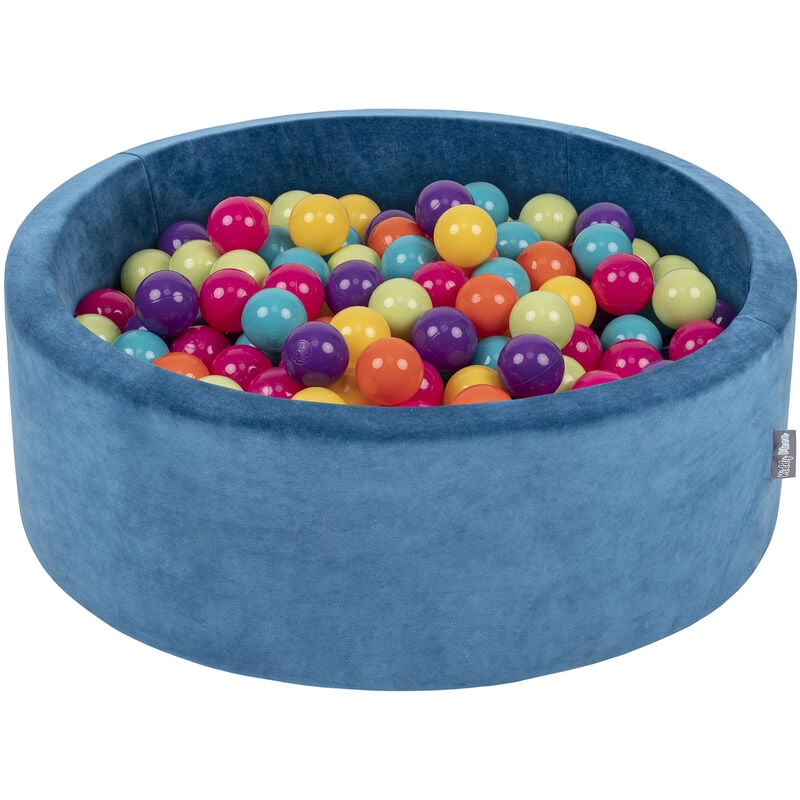 Kiddymoon - 90X30cm/300 Balles ∅ 7Cm Piscine à Balles Pour Bébé Rond Fabriqué En ue, Bleu Lagune: Vert Cl/Jaune/Turq/Orange/R.Foncé/Violet - bleu