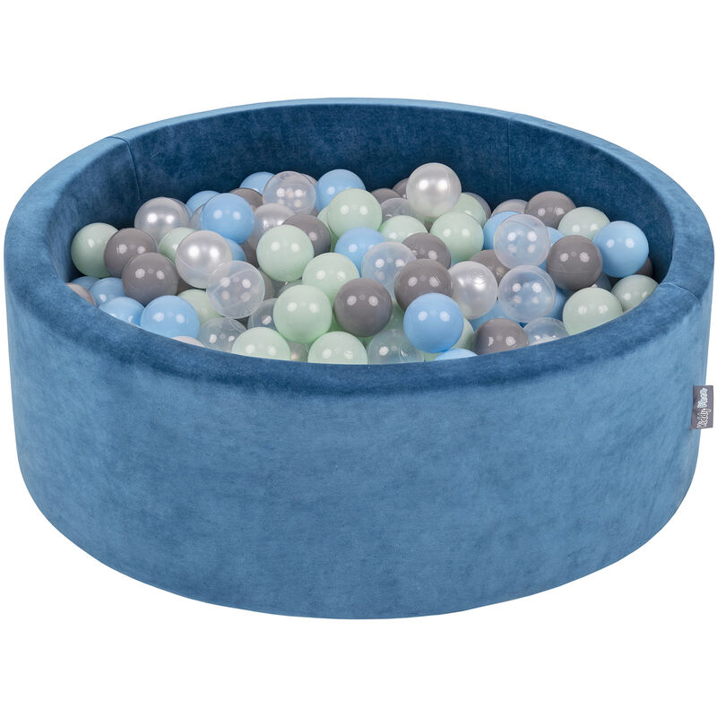 Kiddymoon - 90X30cm/300 Balles ∅ 7Cm Piscine à Balles Pour Bébé Rond Fabriqué En ue, Bleu Lagune: Perle/Gris/Transparent/Rose Poudré/Menthe - bleu