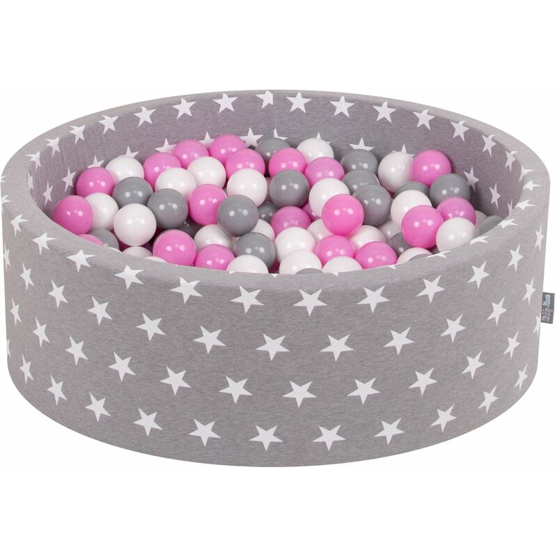 

90X30cm/300 Bolas ∅ 7Cm Piscina De Bolas Para Ninos Hecha En La UE, Gris Estrellas:Gris/Blanco/Rosa - gris estrellas:gris/blanco/rosa - Kiddymoon