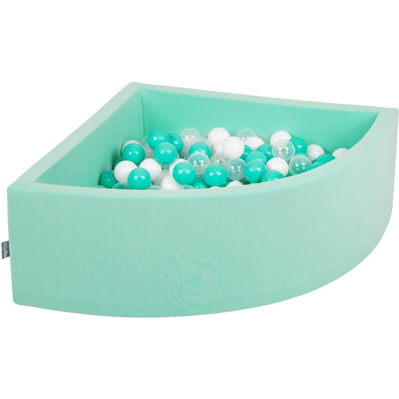 

KiddyMoon 90X30cm/300 Bolas Piscina De Bolas ∅ 7Cm Para Ninos Cuarto Angular Hecha En La UE, Menta:Turquesa Clr/Blanco/Transparente - menta:turquesa