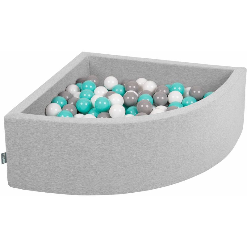 

KiddyMoon 90X30cm/300 Bolas Piscina De Bolas ∅ 7Cm Para Ninos Cuarto Angular Hecha En La UE, Grisclr:Blanco/Gris/Turquesa Claro