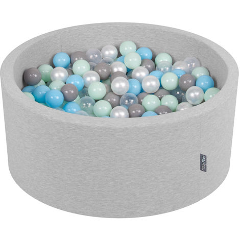 Kiddymoon 90x40cm 0 Balles 7cm Piscine A Balles Pour Bebe Rond Fabrique En Ue Gris Clair Rose Poudre Perle Transparent