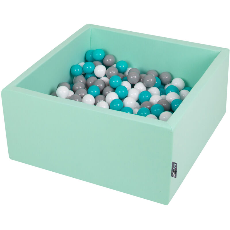 

90X40cm/300 Bolas ∅ 7Cm El Cuadrado Piscina De Bolas Para Ninos Hecha En La UE, Menta:Gris/Blanco/Turquesa - menta:gris/blanco/turquesa - Kiddymoon