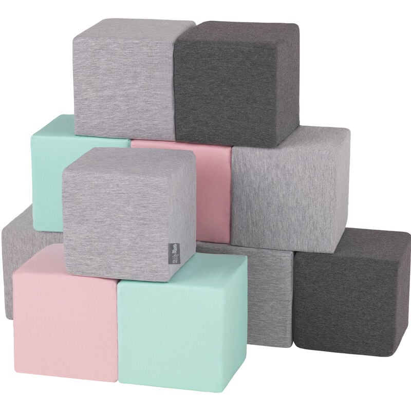 

Bloques Blandos 12 Piezas Para Niños 14Cm, Cubos:Gris Claro/Gris Oscuro/Rosa/Menta - cubos:gris claro/gris oscuro/rosa/menta - Kiddymoon