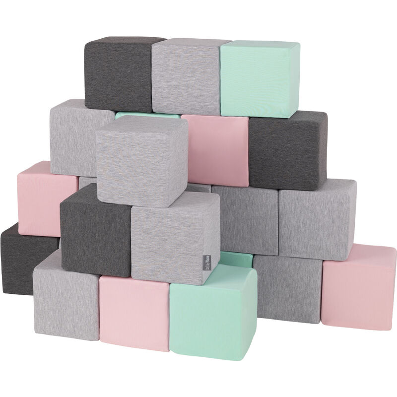 

Bloques Blandos 24 Piezas Para Niños 14Cm, Cubos:Gris Claro/Gris Oscuro/Rosa/Menta - cubos:gris claro/gris oscuro/rosa/menta - Kiddymoon